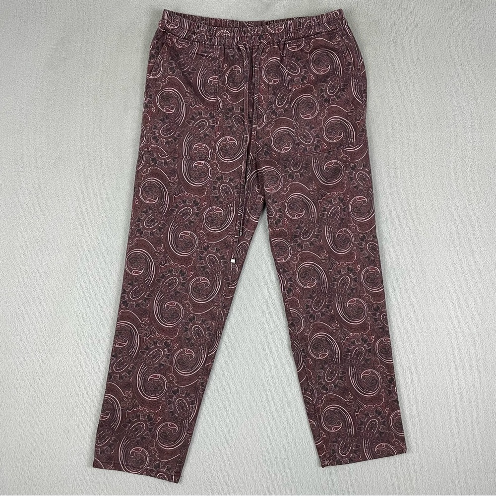 Zara Pants Womens Size M Brown
Paisley Drawstring Soft Pull On
Stretch Waist